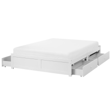 Bed with Storage Drawers without Headboard BRUX White 140 x 200 cm (EU Double)