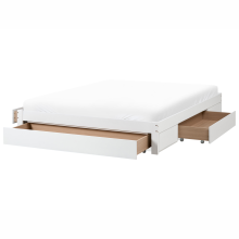 Bed with Storage Drawers without Headboard GIAT Wood White 180 x 200 cm (EU Super King)