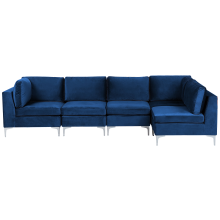 Modular Corner Sofa 5 Seater EVJA Velvet Navy Blue Left Hand