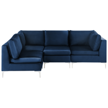 Modular Corner Sofa 4 Seater EVJA Velvet Navy Blue Right Hand