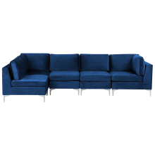 Modular Corner Sofa 5 Seater EVJA Velvet Navy Blue Right Hand