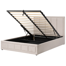 Ottoman Bed QUIBERON Fabric Beige 140 x 200 cm (EU Double)