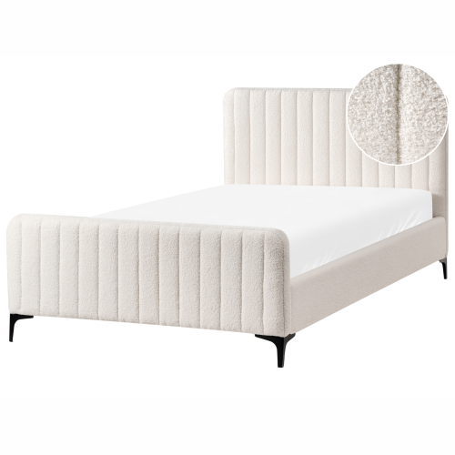 Beliani Bed Boucle LUNAN 120 x 200 cm (EU Small Double) Off-White