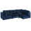 Beliani Modular Corner Sofa 4 Seater EVJA Velvet Navy Blue Left Hand 4