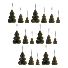 Set of 19 Christmas Tree Ornaments ORKLA Paper Green