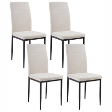 Set of 4 Dining Chairs RINER Fabric Light Beige