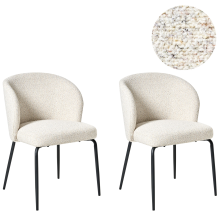 Set of 2 Dining Chairs ZANA Boucle Light Beige