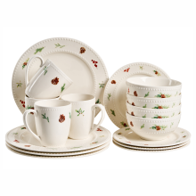 Set of 16 Dinnerware MARJORAM Porcelain White