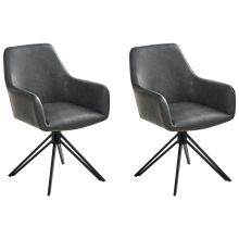 Set of 2 Dining Chairs Swivel SANSARC Faux Leather Black