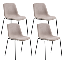 Set of 4 Dining Chairs TILLER Fabric Beige