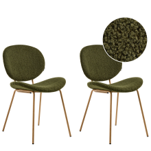 Set of 2 Dining Chairs LUANA Boucle Dark Green