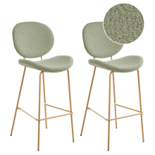 Set of 2 Bar Chairs LUANA Boucle Light Green