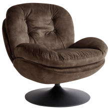 Swivel Armchair NOLVIK Velvet Dark Brown