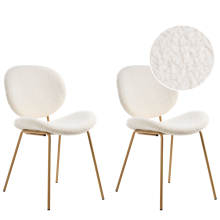Set of 2 Dining Chairs LUANA Boucle White