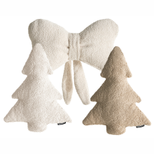 Set of 3 Decorative Cushions WINTERLAND 30 x 35 cm 45 x 25 cm Boucle Light Beige Christmas Motif