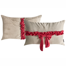 Set of 2 Decorative Cushions BELLE 50 x 30 cm Velvet Taupe Christmas Motif