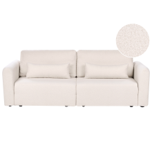Sofa Bed 3 Seater VAXHOLM with Storage Boucle Light Beige