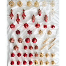 Set of 50 Baubles SPARKLE Glass Red/ Gold