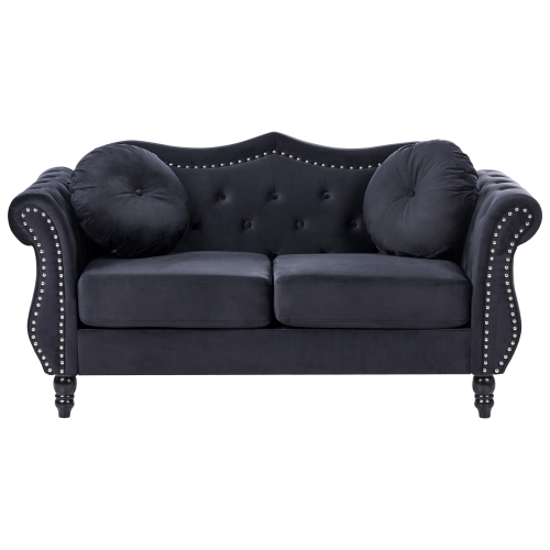 Beliani Sofa 2 Seater SKIEN Velvet Black