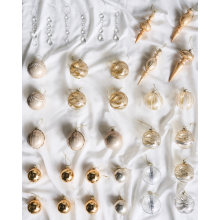 Set of 35 Baubles BLING Glass Gold