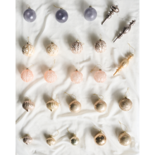 Set of 24 Baubles WINTERLIGHT Glass Rose Gold