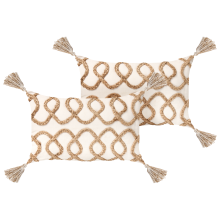 Set of 2 Decorative Cushions INCANA 30 x 50 cm Cotton Beige Geometric Pattern