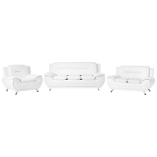 Living Room Set 6 Seater LEIRA Faux Leather White