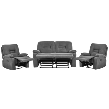 Manual Recliner Living Room Set 4 Seater BERGEN Fabric Graphite Grey