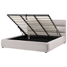 Ottoman Bed BONIFACIO Faux Linen Grey 180 x 200 cm (EU Super King)
