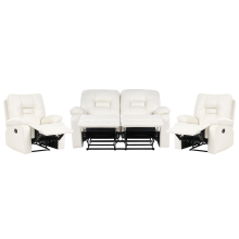 Manual Recliner Living Room Set 4 Seater BERGEN Faux Leather White