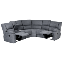 Manual Recliner Corner Sofa ROKKE Fabric Grey Left Hand