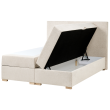 Divan Bed with Storage MAJOR Fabric Light Beige 140 x 200 cm (EU Double)