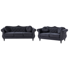 Living Room Set 5 Seater SKIEN Velvet Black
