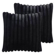 Set of 2 Decorative Cushions RAKYA 45 x 45 cm Faux Fur Black Striped