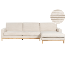 Corner Sofa 4 Seater SIGGARD Corduroy Light Beige Left Hand