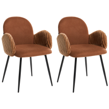 Set of 2 Dining Chairs AMITY Fabric Brown