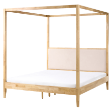 Four Poster Bed Wood HAILLICOURT 160 x 200 cm (EU King Size) Light Brown