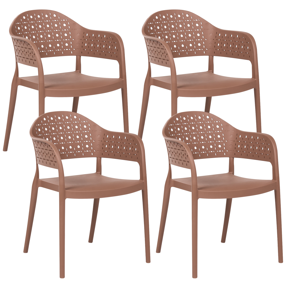Photos - Garden Furniture Beliani Set of 4 Chairs NARINO Brown 