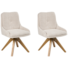 Set of 2 Dining Chairs Swivel DORRIS Fabric Light Beige