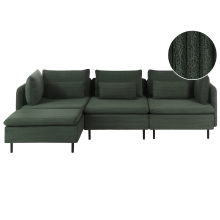 Modular Corner Sofa 3 Seater EGERIS Corduroy Dark Green Right Hand