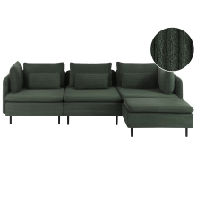 Modular Corner Sofa 3 Seater EGERIS Corduroy Dark Green Left Hand