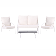 Garden Lounge Set with Table 4 Seater USTICA Metal White