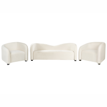 Living Room Set 5 Seater VELTADA Velvet Off-White