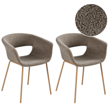 Set of 2 Dining Chairs ELMA Boucle Taupe