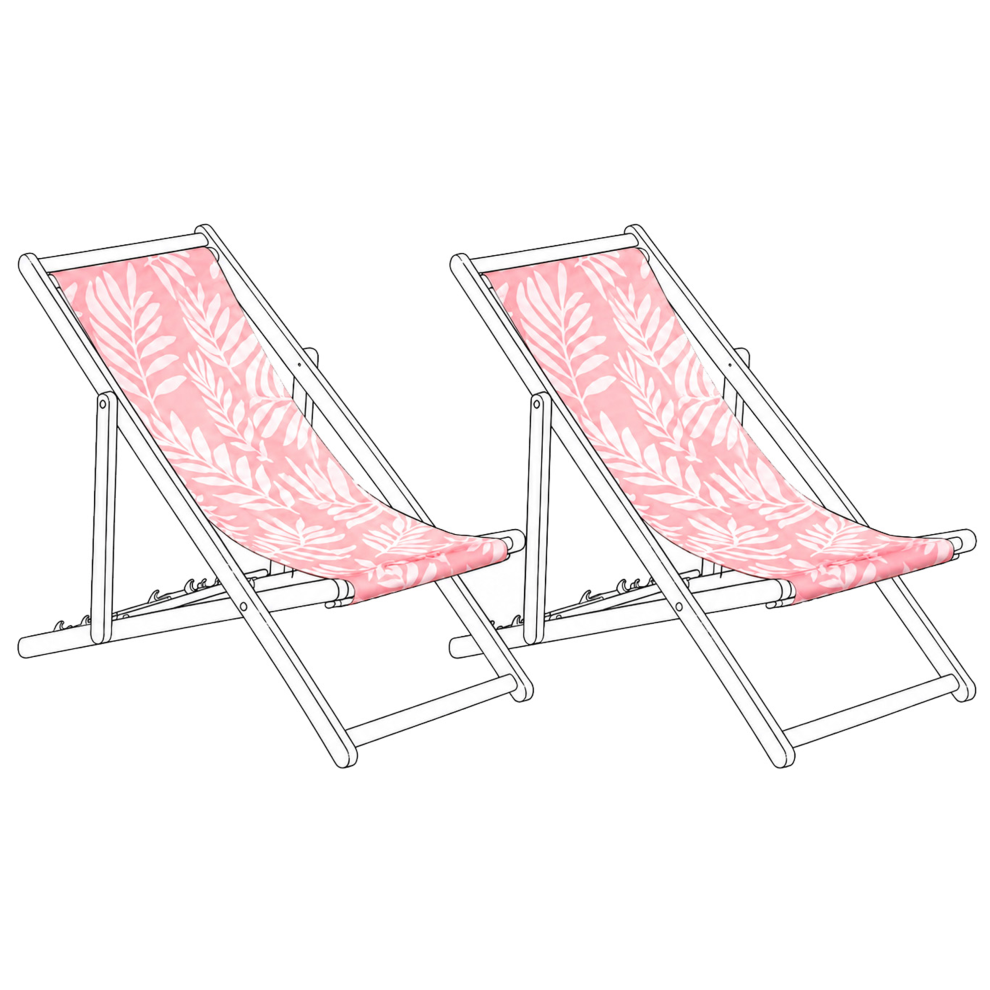 Photos - Furniture Cover Beliani Set of 2 Sun Lounger Replacement Fabrics ANZIO/AVELLINO 113 x 44 cm Pink 