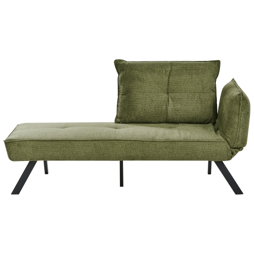 Beliani Right-Hand Chaise Longue ROCAMADOUR Fabric Green