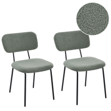 Set of 2 Chairs ADAIR Boucle Light Green