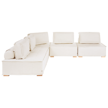 Modular Corner Sofa 5 Seater TIBRO Fabric Off-White Right Hand