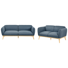 Living Room Set 5 Seater LJUNG Fabric Blue