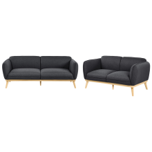 Living Room Set 5 Seater LJUNG Fabric Black